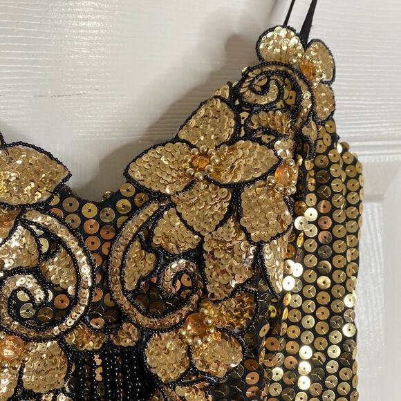 Vintage Gold Sequin Mini Dress - Picture 4 of 7
